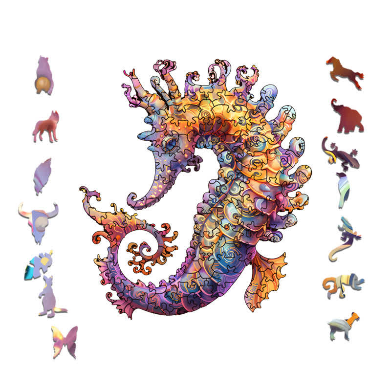 Colorful seahorse - Wooden Jigsaw Puzzle - image 1