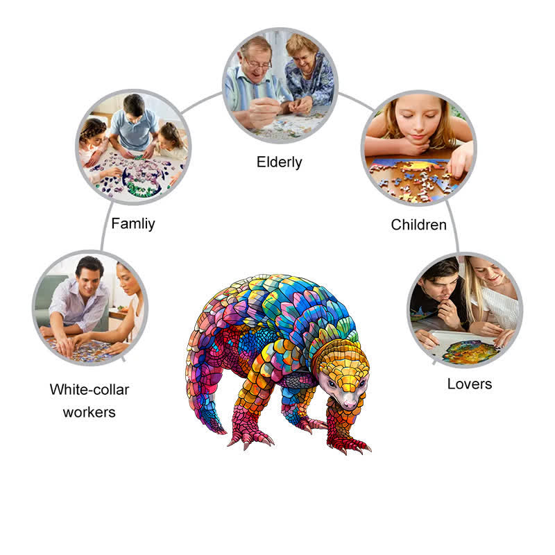 Colorful  Pangolin - Wooden Jigsaw Puzzle - image 4