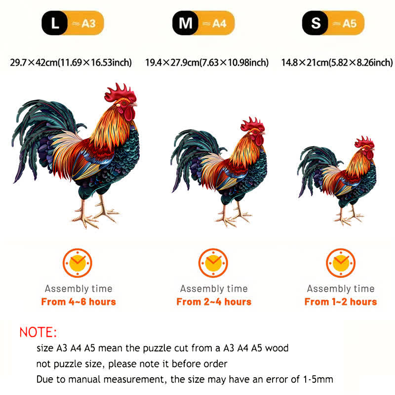 Rooster Hen - Wooden Jigsaw Puzzle - image 2