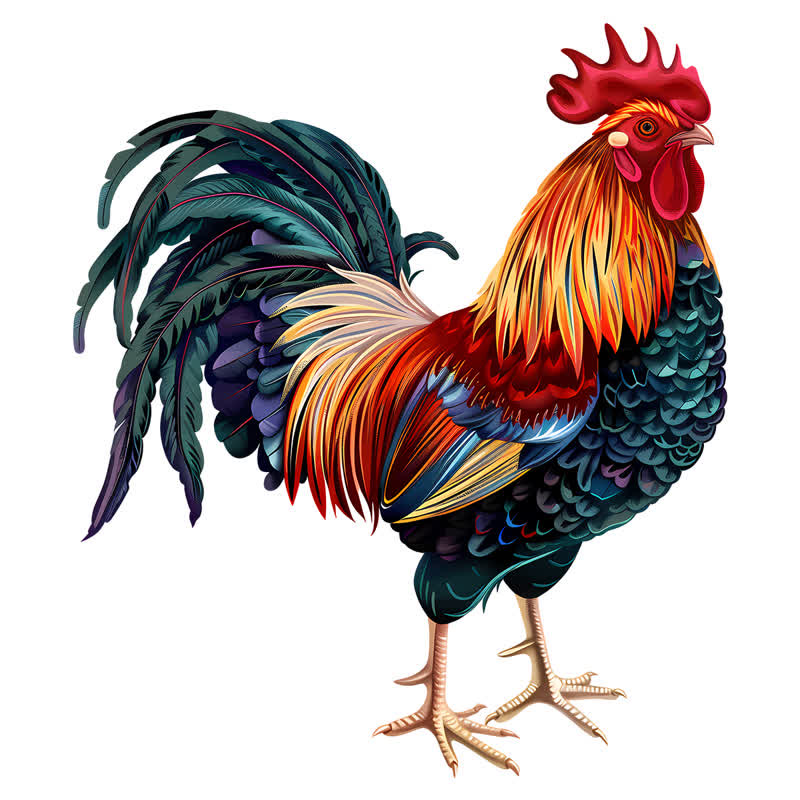 Rooster Hen - Wooden Jigsaw Puzzle - A3 - Wooden Gift Packaging - image 0