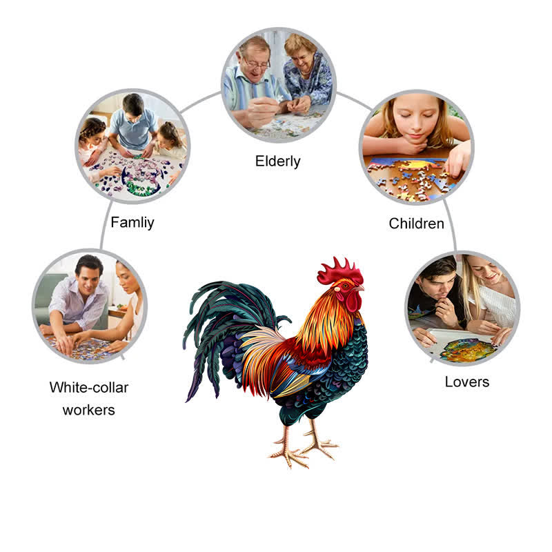 Rooster Hen - Wooden Jigsaw Puzzle - image 3