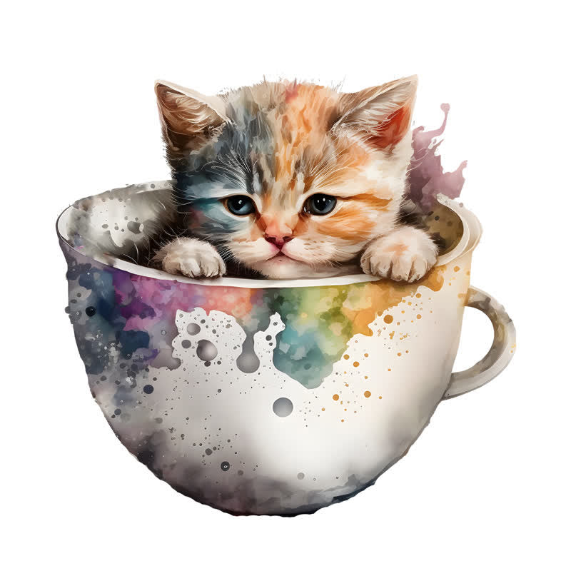  Cute teacup cat -2 Wooden Jigsaw Puzzle - A3 - Wooden Gift Packaging - image 0