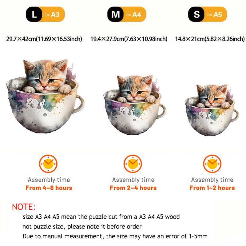  Cute teacup cat -2 Wooden Jigsaw Puzzle - image 2
