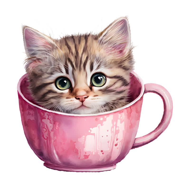  Cute teacup cat -3 Wooden Jigsaw Puzzle - A3 - Wooden Gift Packaging - image 0