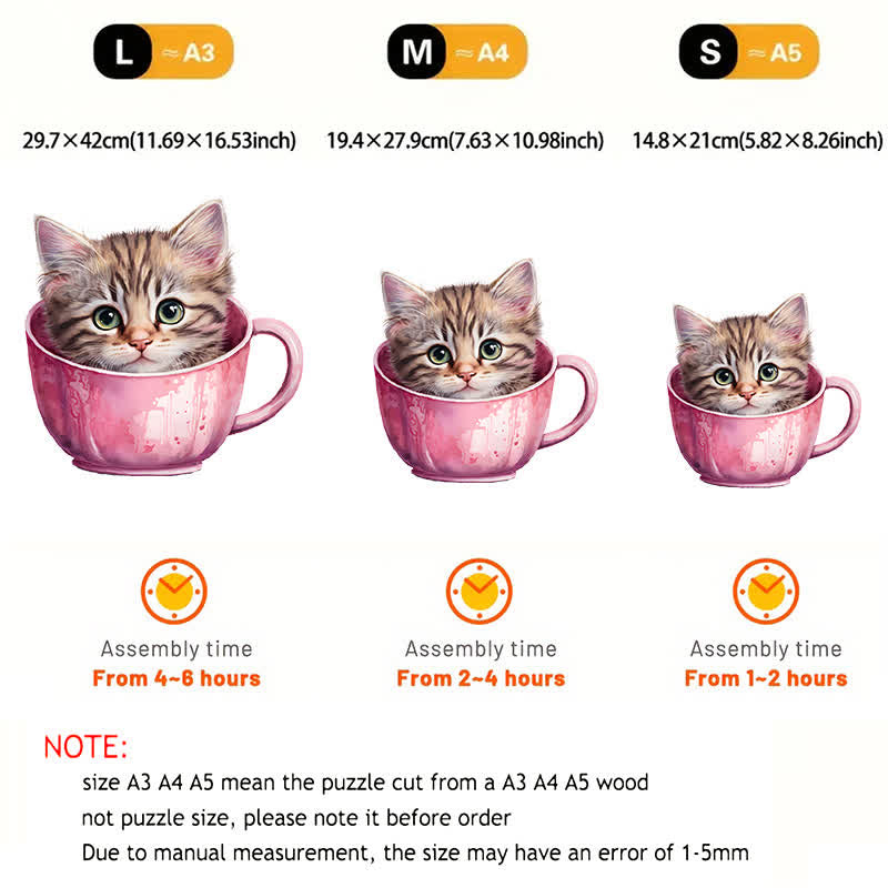  Cute teacup cat -3 Wooden Jigsaw Puzzle - image 2