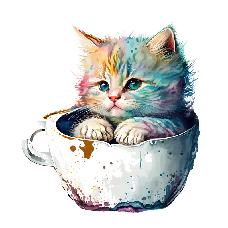  Cute teacup cat -1 Wooden Jigsaw Puzzle - A3 - Wooden Gift Packaging - image 0