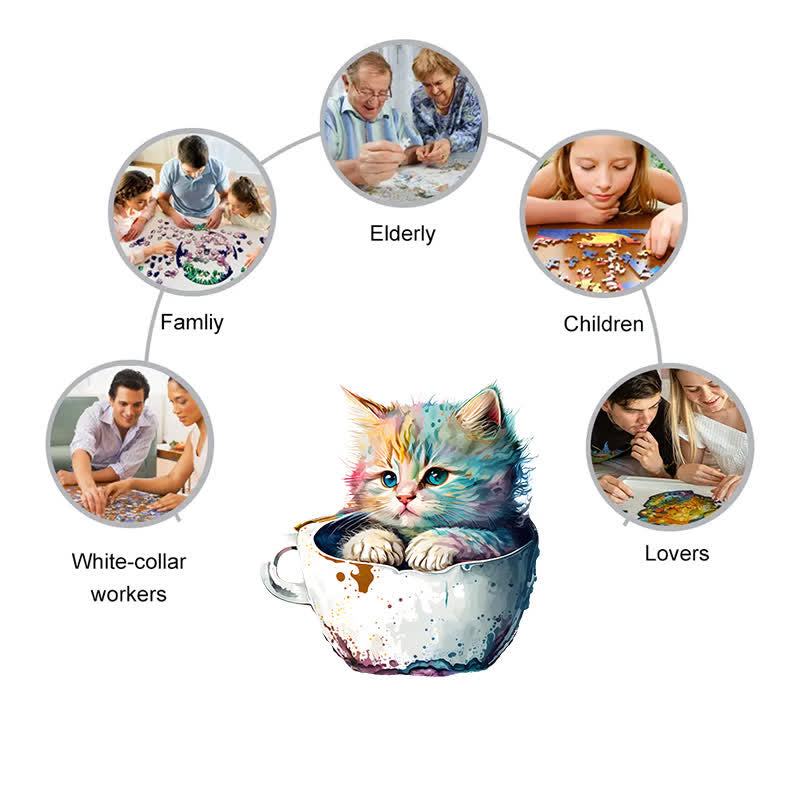  Cute teacup cat -1 Wooden Jigsaw Puzzle - image 5