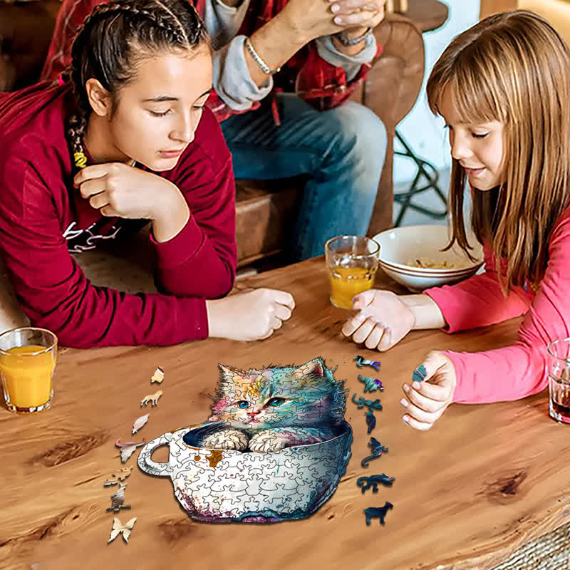  Cute teacup cat -1 Wooden Jigsaw Puzzle - image 8