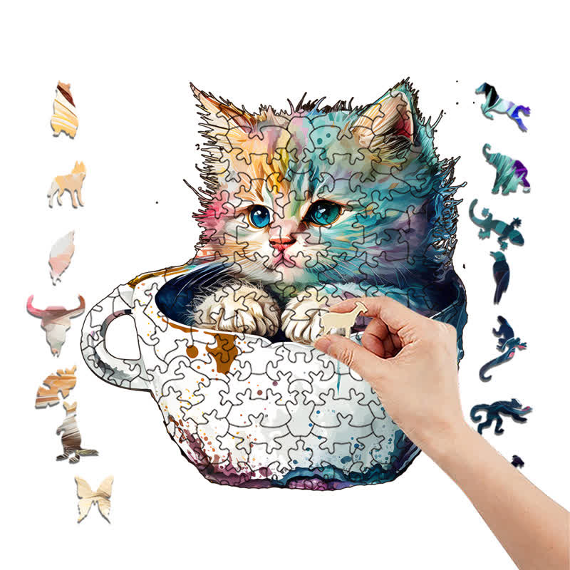  Cute teacup cat -1 Wooden Jigsaw Puzzle - image 7