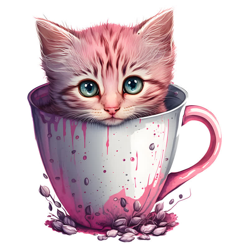  Cute teacup cat -4 Wooden Jigsaw Puzzle - A3 - Wooden Gift Packaging - image 0