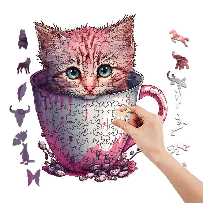  Cute teacup cat -4 Wooden Jigsaw Puzzle - image 6