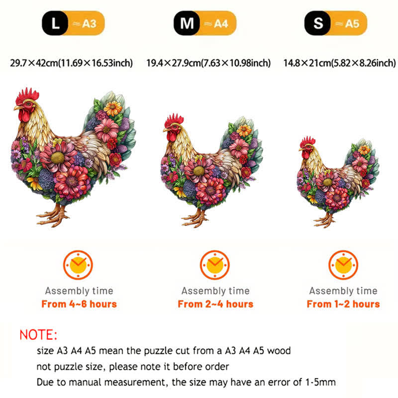 Floral Rooster - Wooden Jigsaw Puzzle - image 2