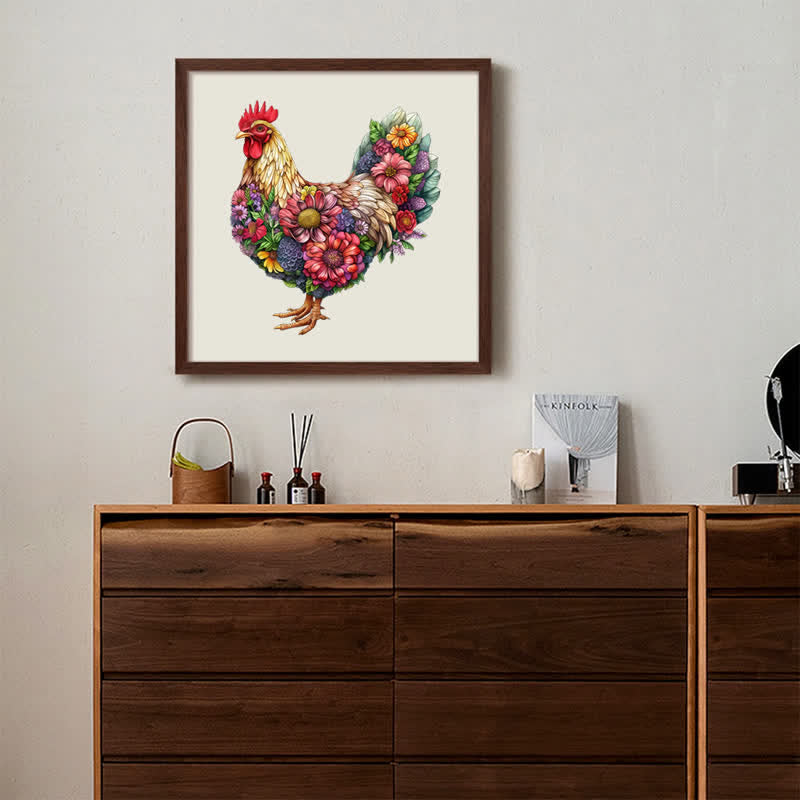 Floral Rooster - Wooden Jigsaw Puzzle - image 7