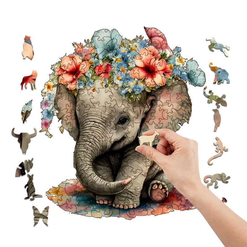 Cute baby elephant - Wooden Jigsaw Puzzle - image 5