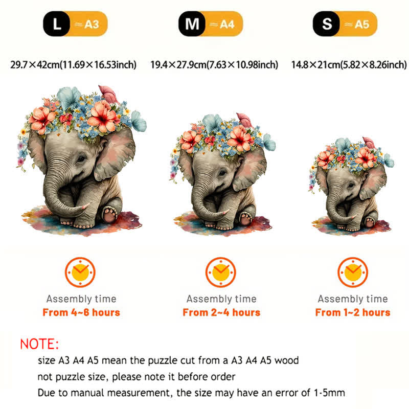 Cute baby elephant - Wooden Jigsaw Puzzle - image 3