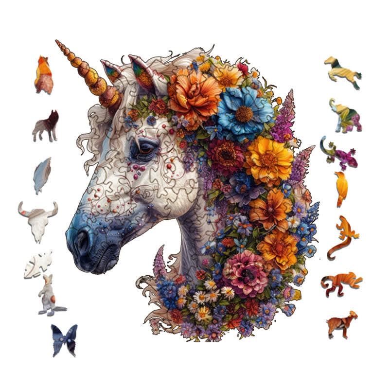 Beautiful Floral Horse - Wooden Jigsaw Puzzle - image 1