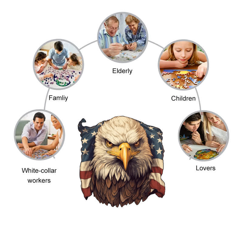 Eagle With American Flag - Wooden Jigsaw Puzzle - image 4
