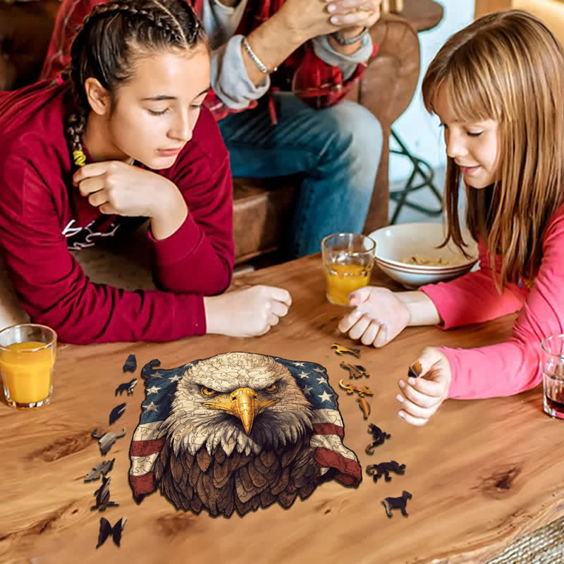 Eagle With American Flag - Wooden Jigsaw Puzzle - image 3