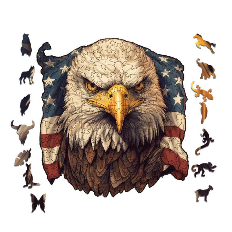 Eagle With American Flag - Wooden Jigsaw Puzzle - image 1
