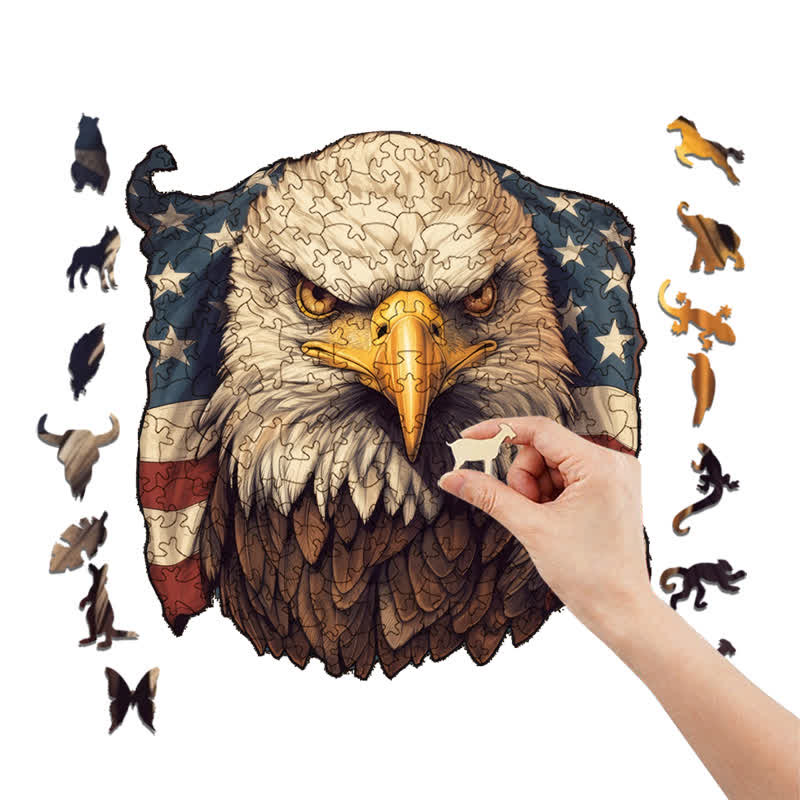 Eagle With American Flag - Wooden Jigsaw Puzzle - image 7