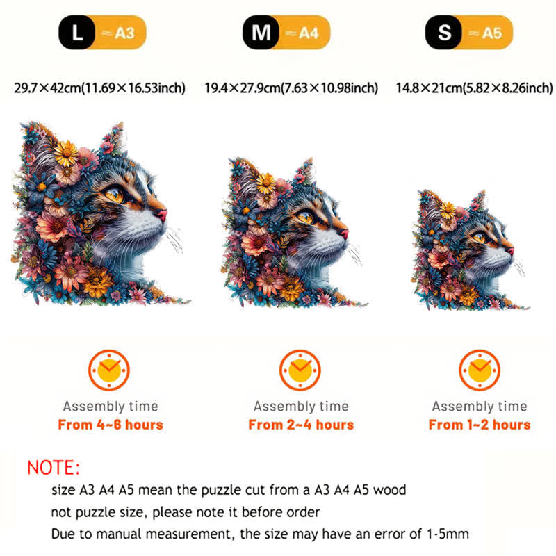 Floral Cat - Wooden Jigsaw Puzzle - image 3