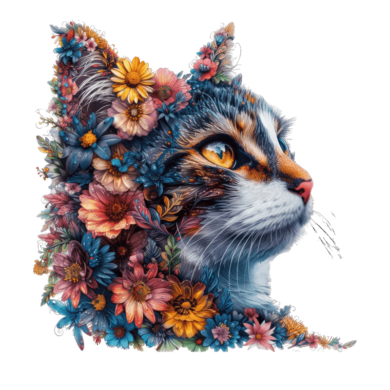 Floral Cat - Wooden Jigsaw Puzzle - A3 - Wooden Gift Packaging - image 0