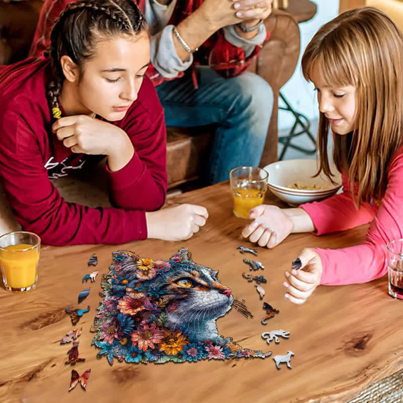 Floral Cat - Wooden Jigsaw Puzzle - image 2