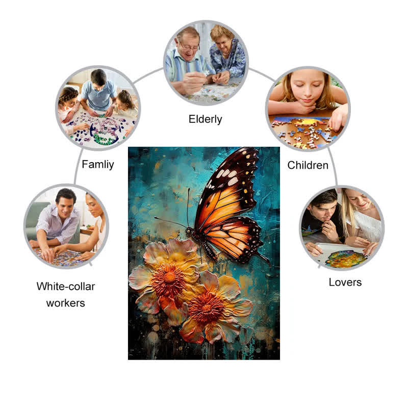 Floral Butterfly Painting - Wooden Jigsaw Puzzle - image 4