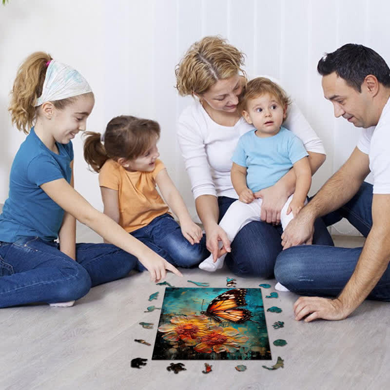 Floral Butterfly Painting - Wooden Jigsaw Puzzle - image 3