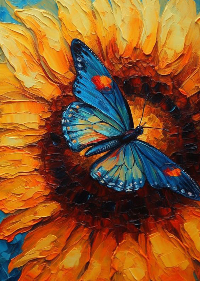 Sunflowers and a Blue Butterfly - Wooden Jigsaw Puzzle - A3  - Wooden Gift Packaging - image 0