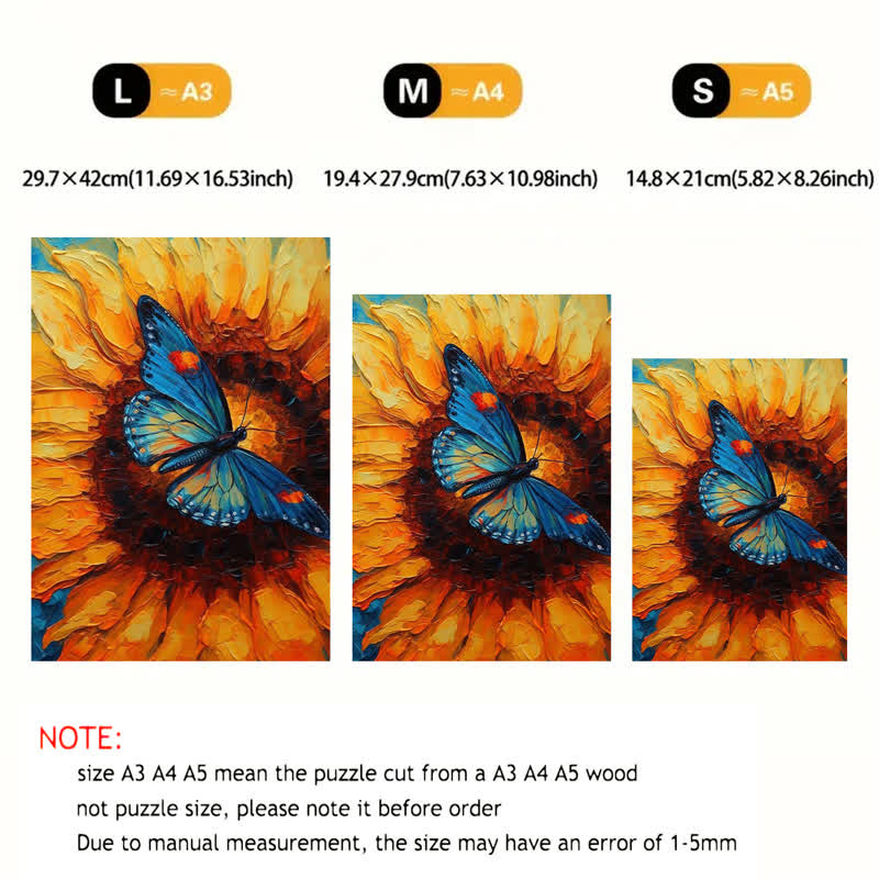 Sunflowers and a Blue Butterfly - Wooden Jigsaw Puzzle - image 2