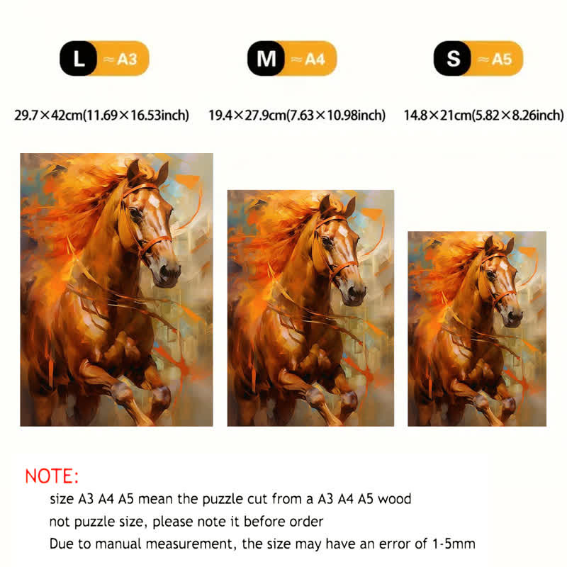 Golden Horse - Wooden Jigsaw Puzzle - image 3