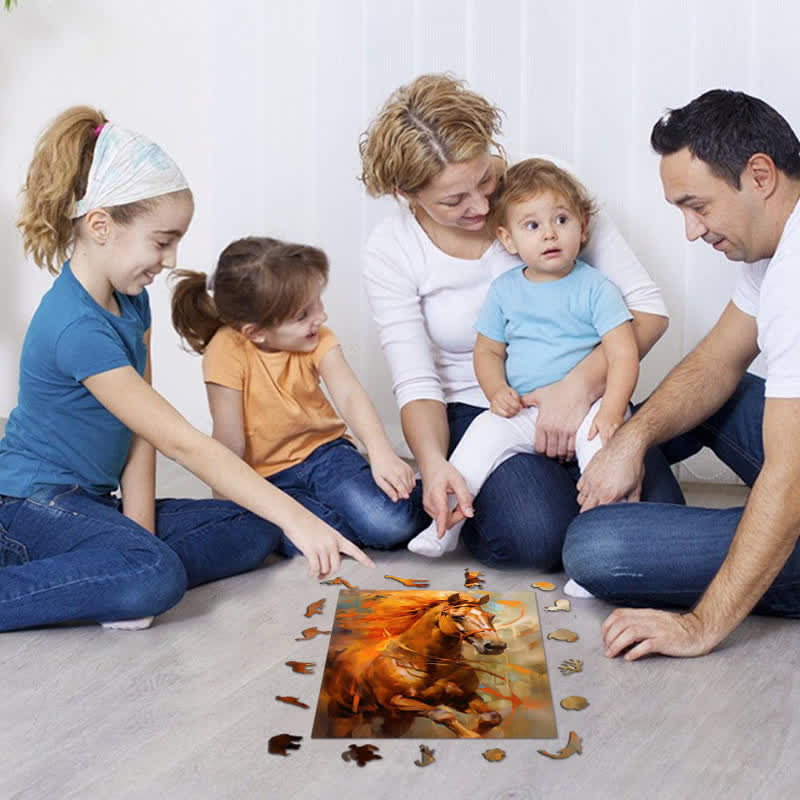 Golden Horse - Wooden Jigsaw Puzzle - image 2