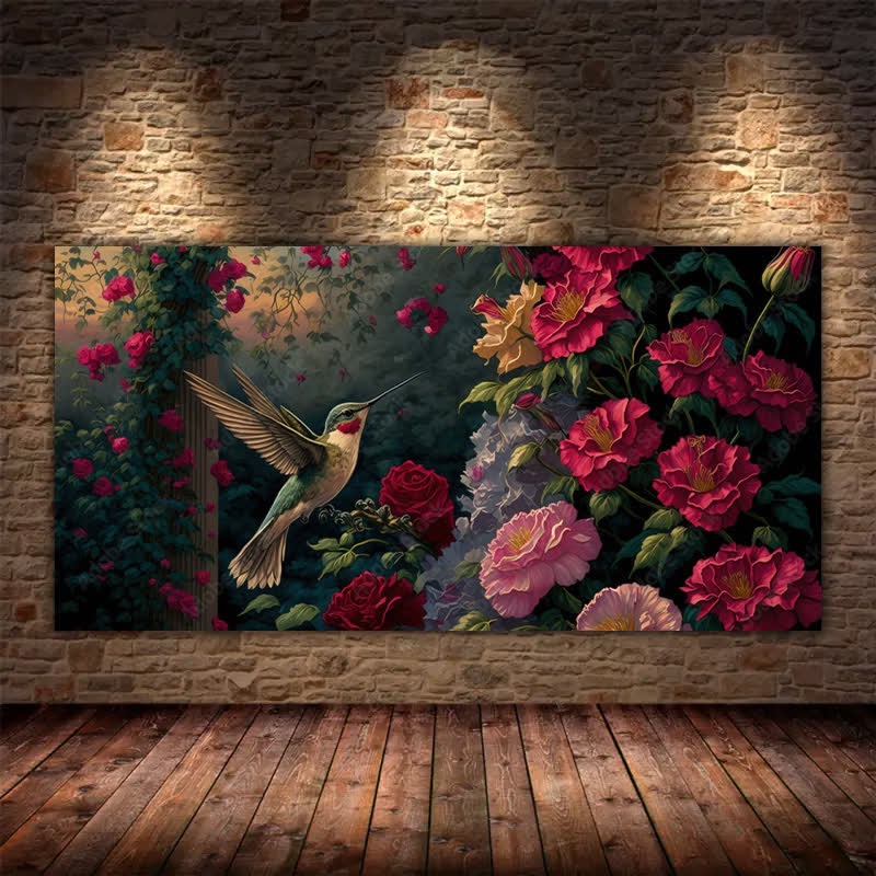 Hummingbird and roses scenery - Wooden Jigsaw Puzzle - image 5