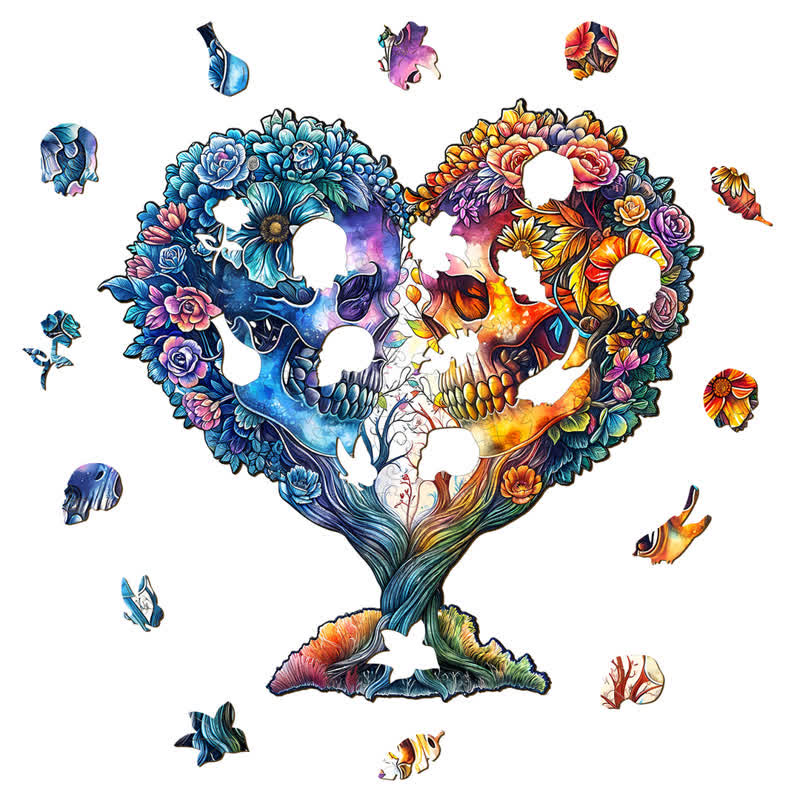 Skull and Love - Wooden Jigsaw Puzzle - image 1