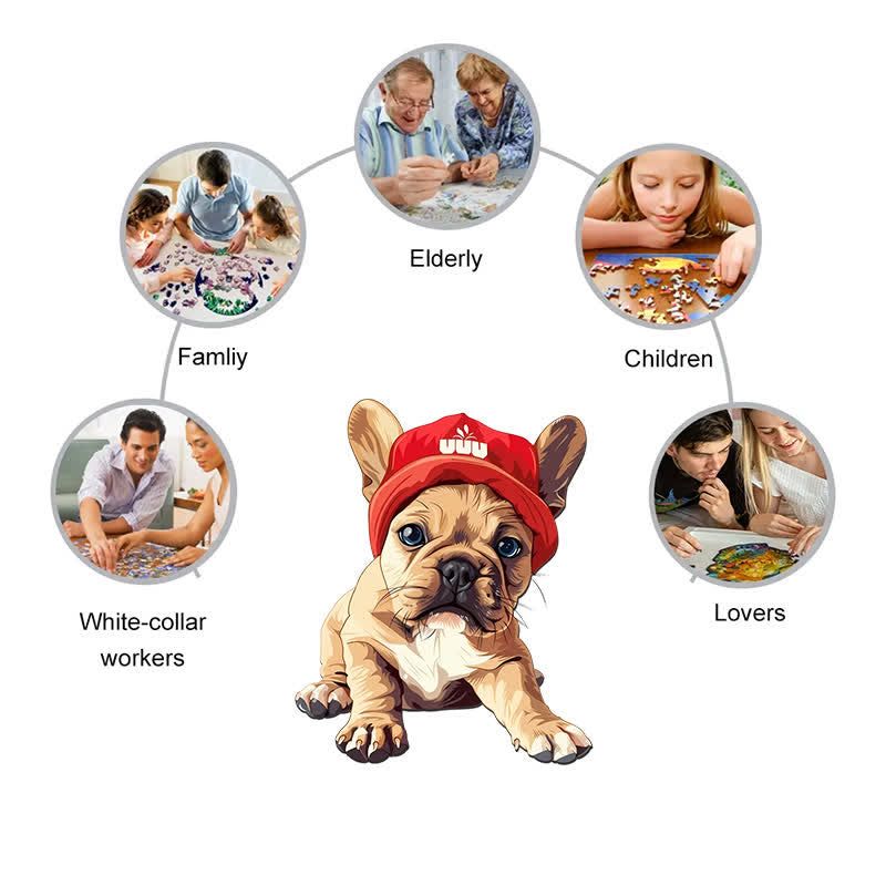 French bulldog dog in red cap  - Wooden Jigsaw Puzzle - image 6