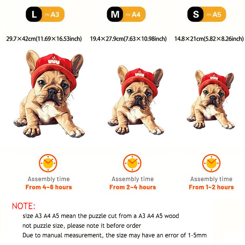 French bulldog dog in red cap  - Wooden Jigsaw Puzzle - image 2