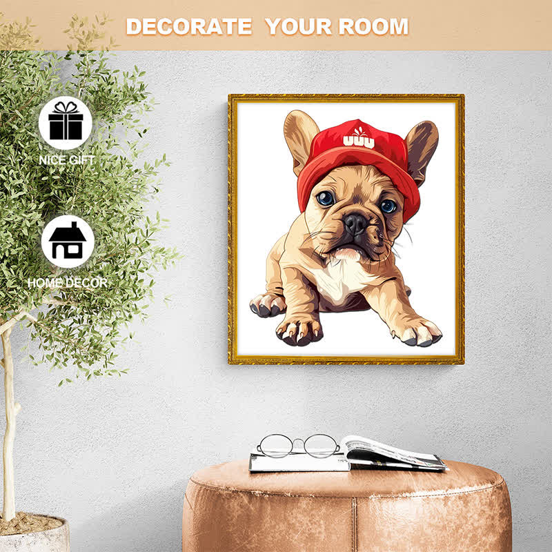 French bulldog dog in red cap  - Wooden Jigsaw Puzzle - image 8