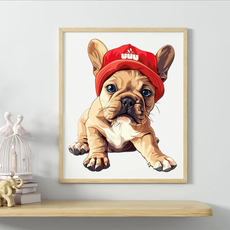 French bulldog dog in red cap  - Wooden Jigsaw Puzzle - image 7