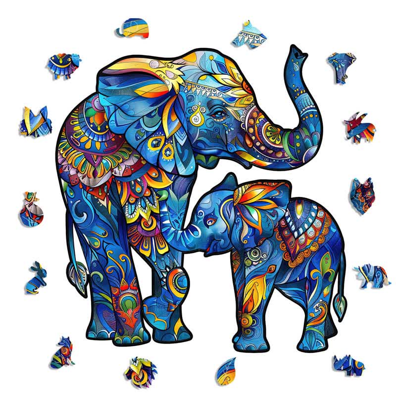 Elephant Family - Wooden Jigsaw Puzzle - image 1