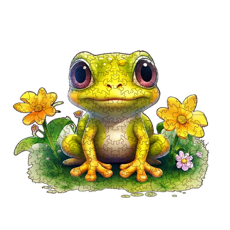 Cute Frog -2 Wooden Jigsaw Puzzle - A3 - Wooden Gift Packaging - image 0