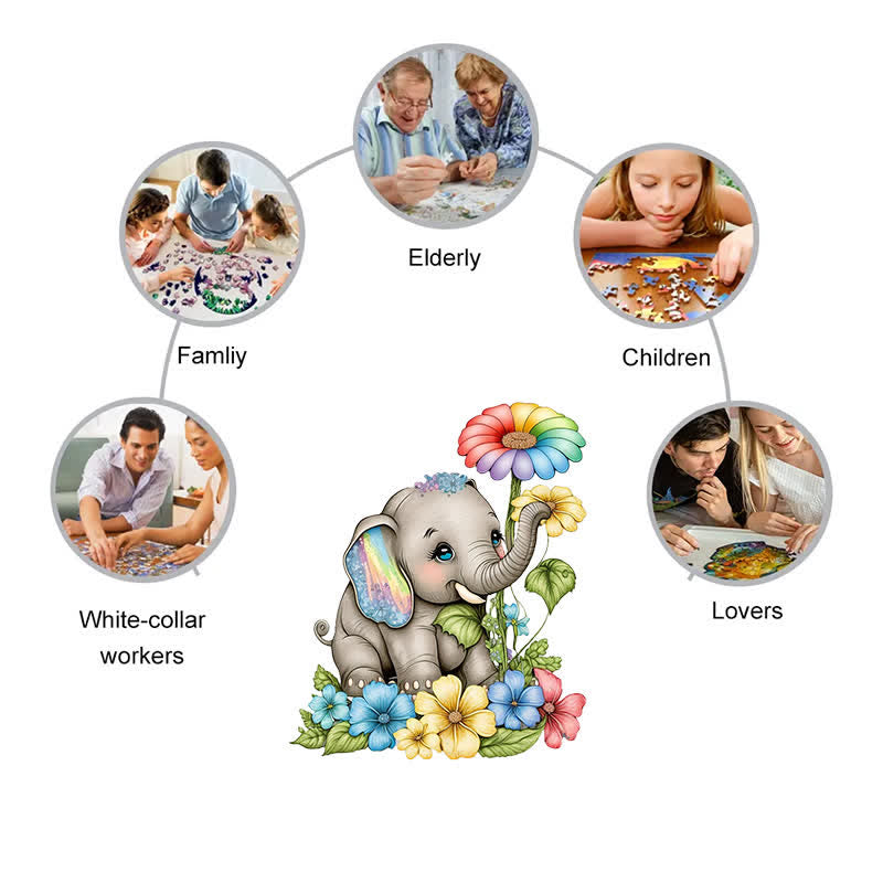 Baby rainbow elephant -  Wooden Jigsaw Puzzle - image 6