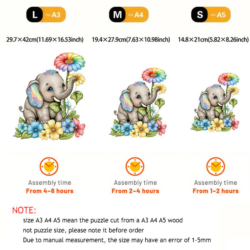 Baby rainbow elephant -  Wooden Jigsaw Puzzle - image 3