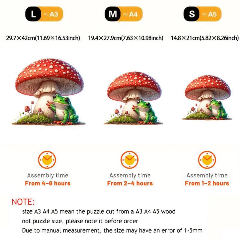 A frog sitting on a mushroom - Wooden Jigsaw Puzzle - image 3