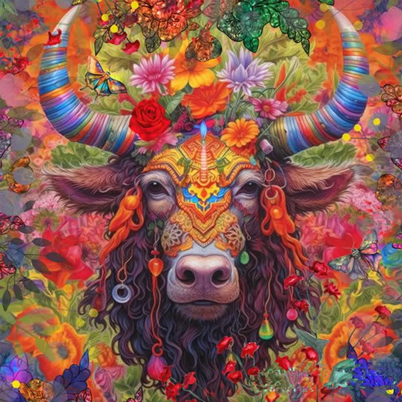 Colorful Highland Cattle Cow - Wooden Jigsaw Puzzle - A3 - Wooden Gift Packaging - image 0