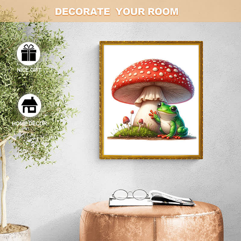 A frog sitting on a mushroom - Wooden Jigsaw Puzzle - image 7