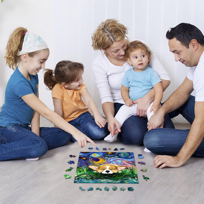 Sleeping Pembroke Welsh Corgi Dog - Wooden Jigsaw Puzzle - image 3