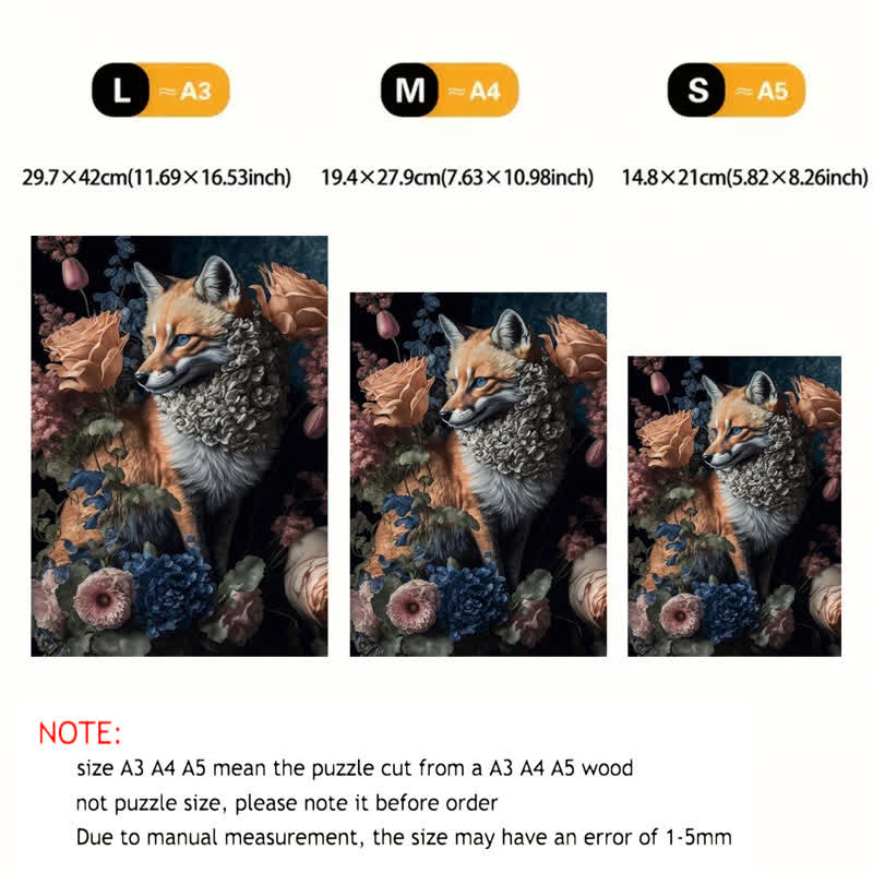 Red Fox WIth Flower - Wooden Jigsaw Puzzle - image 2