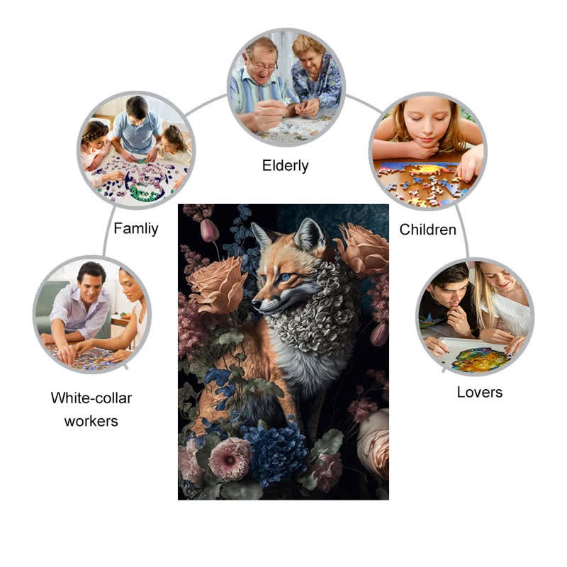 Red Fox WIth Flower - Wooden Jigsaw Puzzle - image 4