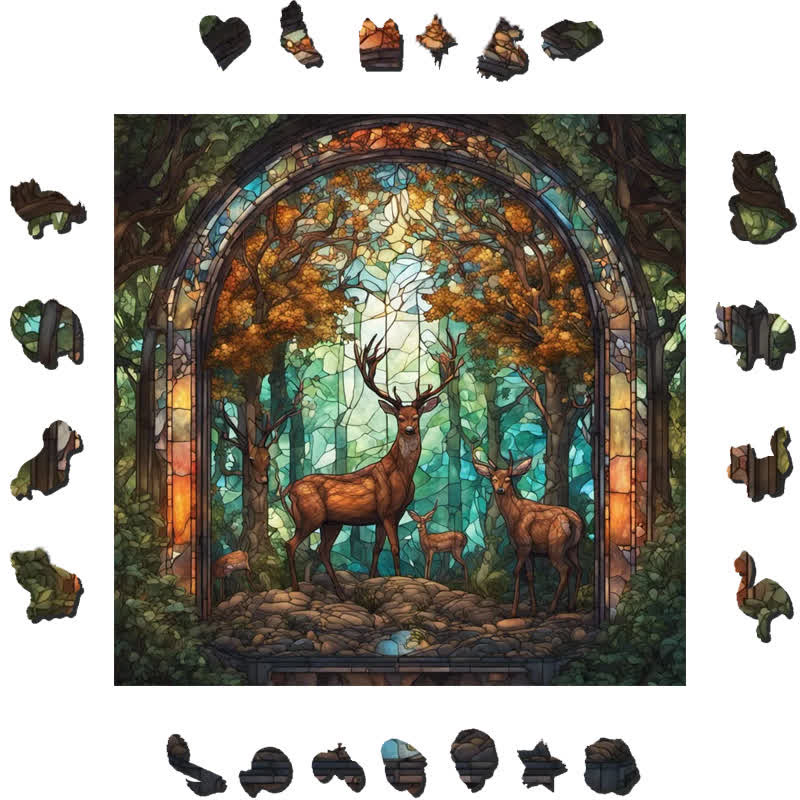 Deers on forest - Wooden Jigsaw Puzzle - image 1